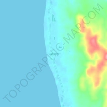 Mapa topográfico Sabang, altitud, relieve