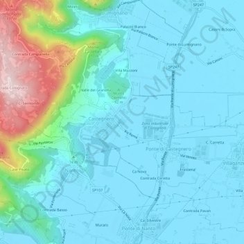 Mapa topográfico Villa Clementi, altitud, relieve