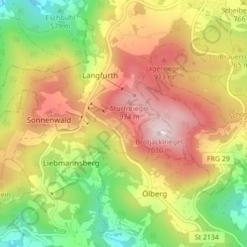 Mapa topográfico Neufang, altitud, relieve