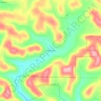 Mapa topográfico Green Valley, altitud, relieve