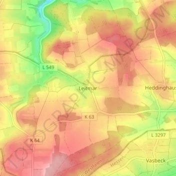 Mapa topográfico Leitmar, altitud, relieve