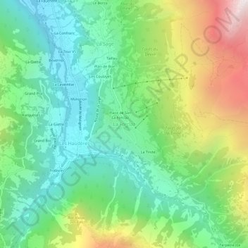 Mapa topográfico La Forclaz, altitud, relieve