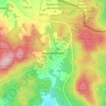 Mapa topográfico Reinhardsrieth, altitud, relieve
