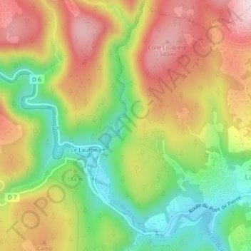 Mapa topográfico Mont Gros, altitud, relieve