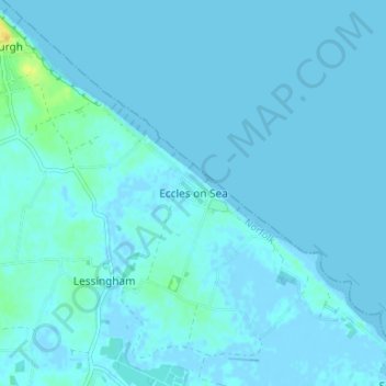 Mapa topográfico Eccles on Sea, altitud, relieve