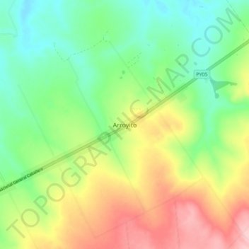 Mapa topográfico Arroyito, altitud, relieve