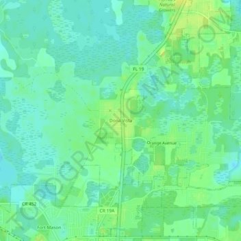 Mapa topográfico Dona Vista, altitud, relieve
