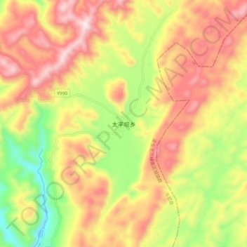Mapa topográfico 太平坝乡, altitud, relieve