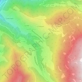 Mapa topográfico La Faure, altitud, relieve