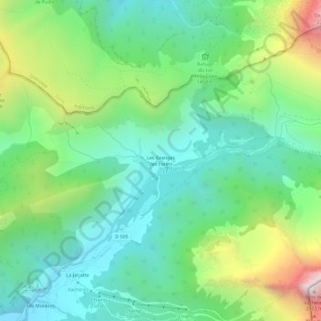 Mapa topográfico Les Granges des Forêts, altitud, relieve