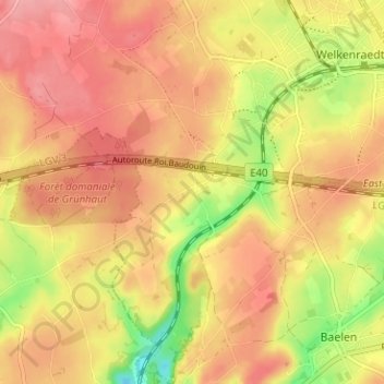 Mapa topográfico Meuschemen, altitud, relieve