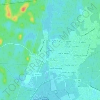 Mapa topográfico Les Badines, altitud, relieve