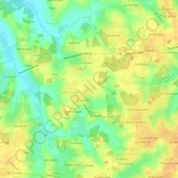 Mapa topográfico Viare Chossat, altitud, relieve