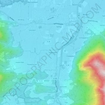 Mapa topográfico Pettendorf, altitud, relieve