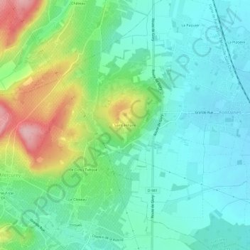 Mapa topográfico Saint-Hillaire, altitud, relieve