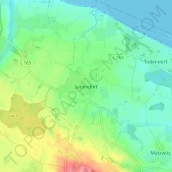 Mapa topográfico Satjendorf, altitud, relieve