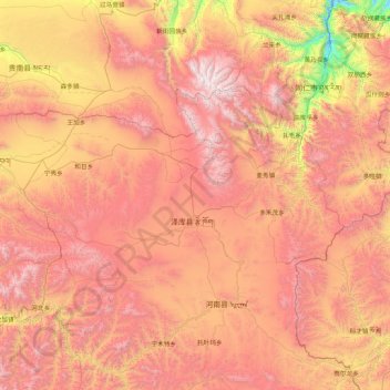 Mapa topográfico 泽库县, altitud, relieve
