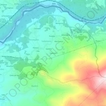 Mapa topográfico Guimaré, altitud, relieve