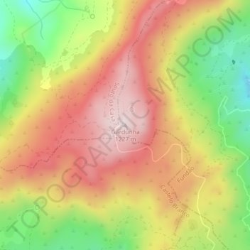 Mapa topográfico Gardunha, altitud, relieve