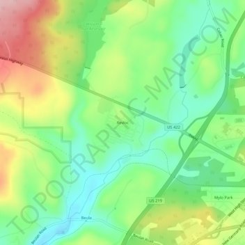 Mapa topográfico Revloc, altitud, relieve