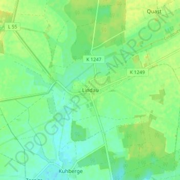 Mapa topográfico Lindau, altitud, relieve