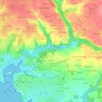 Mapa topográfico Stang Noblet, altitud, relieve