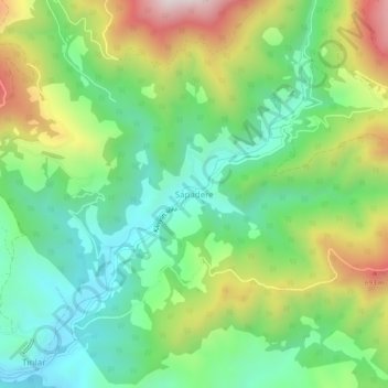 Mapa topográfico Sapadere, altitud, relieve