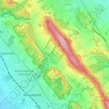 Mapa topográfico Ascheloh, altitud, relieve