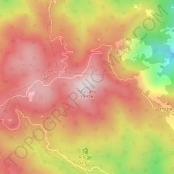 Mapa topográfico Montalto, altitud, relieve