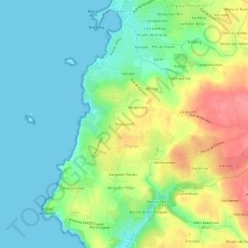 Mapa topográfico Penandreff, altitud, relieve
