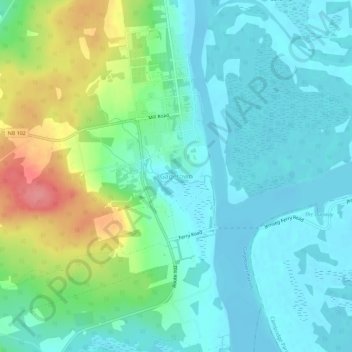 Mapa topográfico Gagetown, altitud, relieve