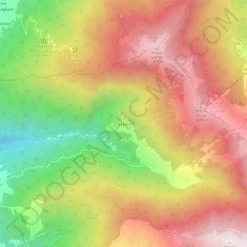 Mapa topográfico Volpara, altitud, relieve