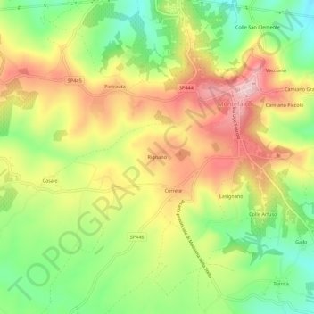 Mapa topográfico Rignano, altitud, relieve