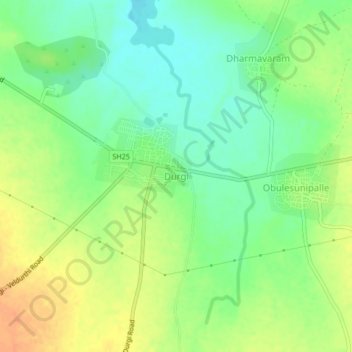 Mapa topográfico Durgi, altitud, relieve