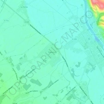 Mapa topográfico Magnanac, altitud, relieve