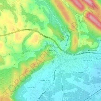 Mapa topográfico Le Vergeiras, altitud, relieve