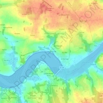 Mapa topográfico Vieille Roche, altitud, relieve