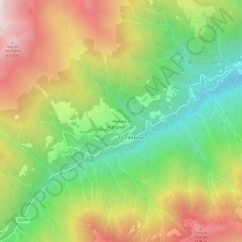 Mapa topográfico Perdonico, altitud, relieve