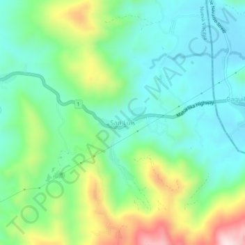Mapa topográfico San Luis, altitud, relieve