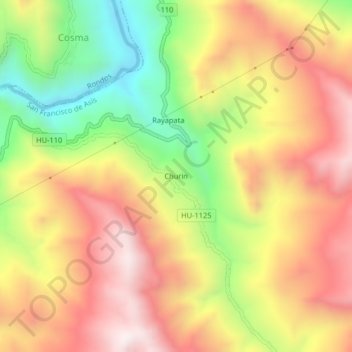 Mapa topográfico Churin, altitud, relieve