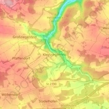 Mapa topográfico Kleinziegenfeld, altitud, relieve