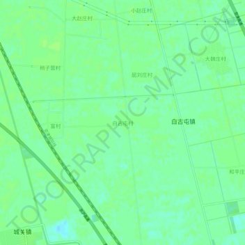Mapa topográfico 白古屯村, altitud, relieve