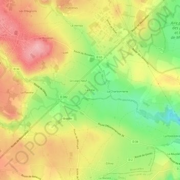 Mapa topográfico La Côte, altitud, relieve