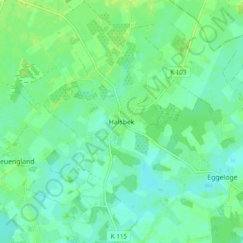 Mapa topográfico Halsbek, altitud, relieve