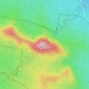 Mapa topográfico Mount Kooyoora, altitud, relieve