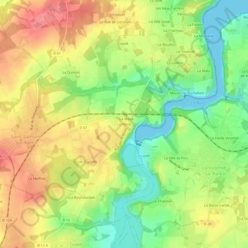 Mapa topográfico La Hisse, altitud, relieve