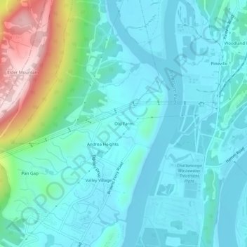 Mapa topográfico Old Farm, altitud, relieve