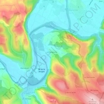 Mapa topográfico Le Bougayrou, altitud, relieve