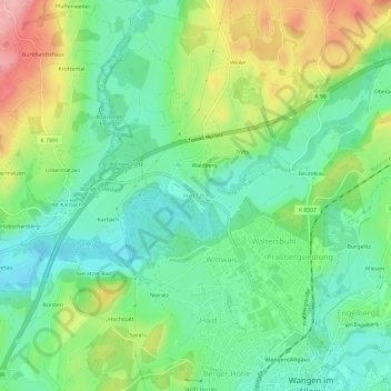 Mapa topográfico Herfatz, altitud, relieve