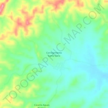 Mapa topográfico Corregimiento Santa Clara, altitud, relieve